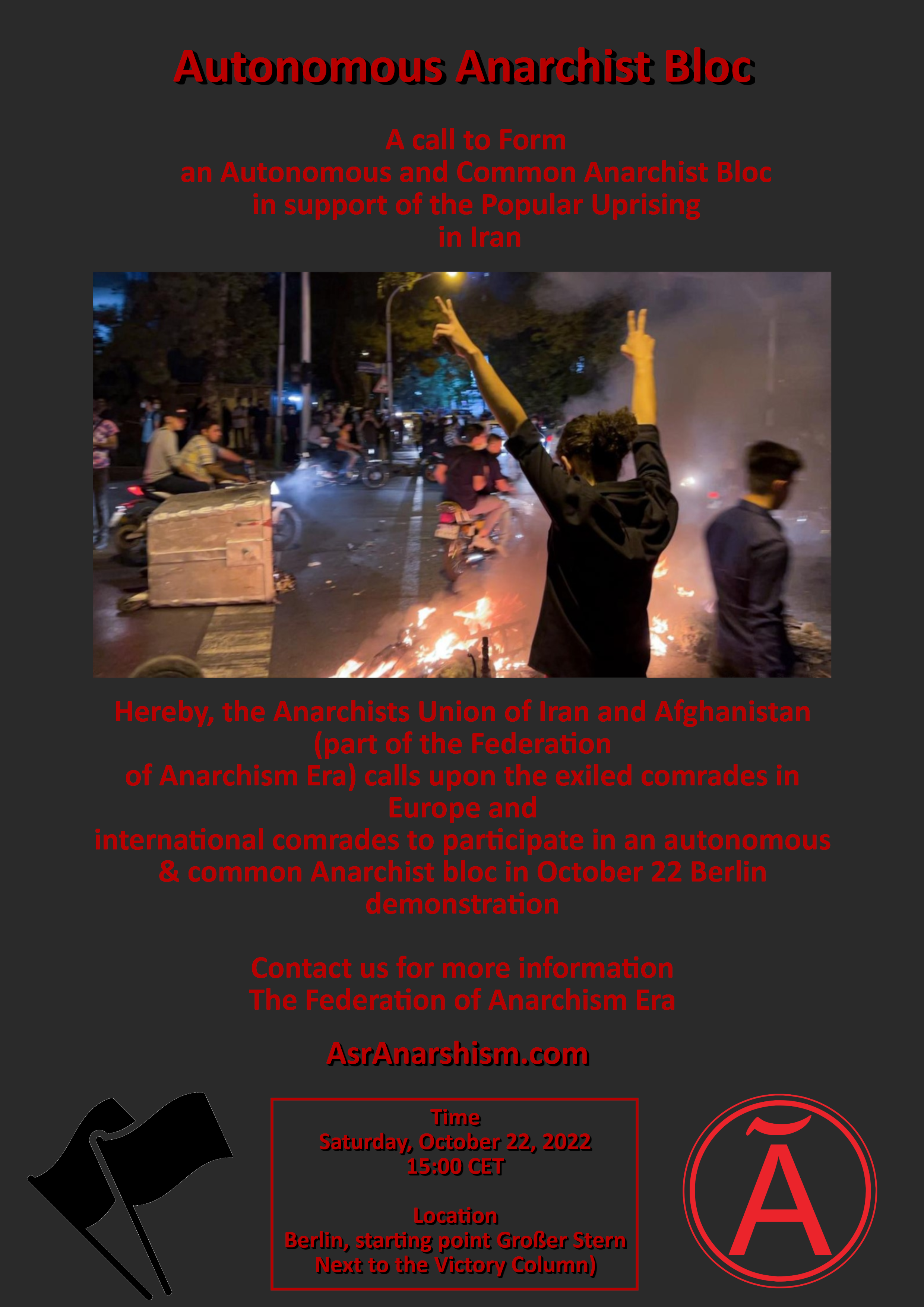 A call to form an autonomous and common anarchist bloc in support of the popular uprising in Iran